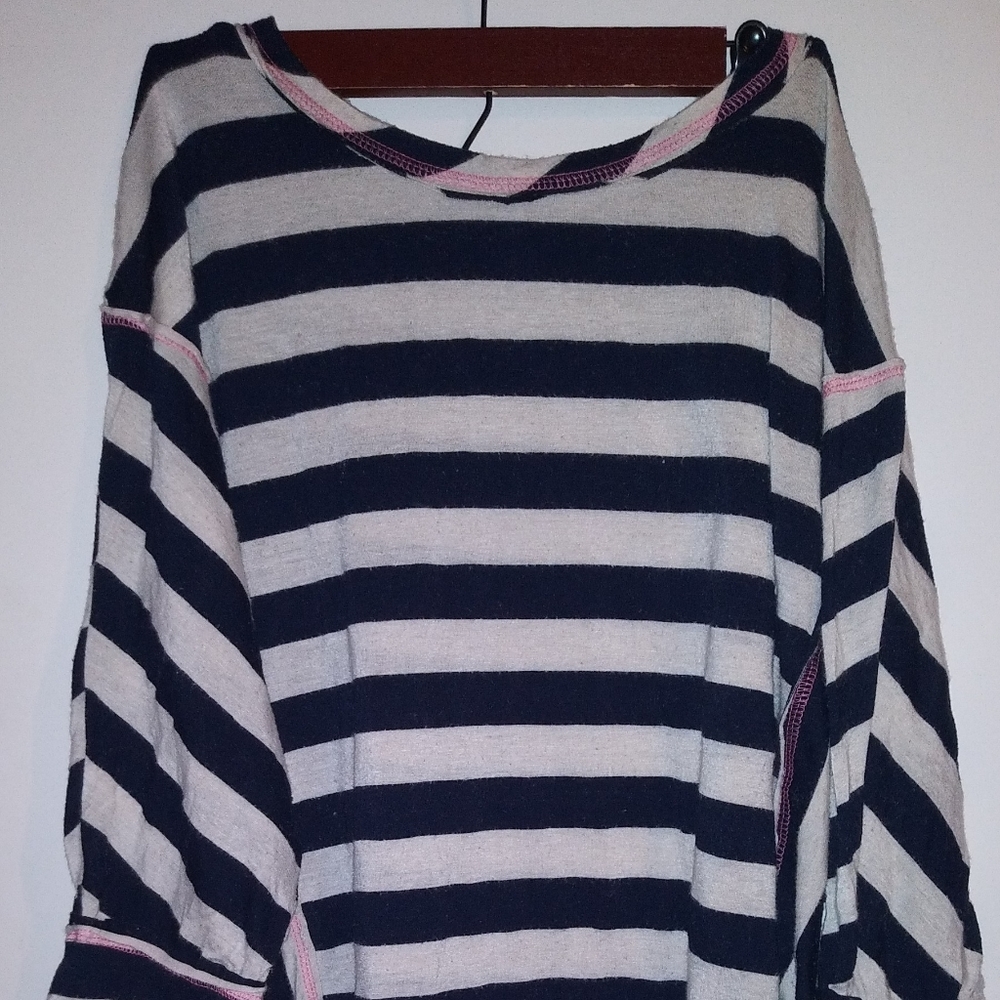 HoneyMe Blue Striped Long Sleeve Top.